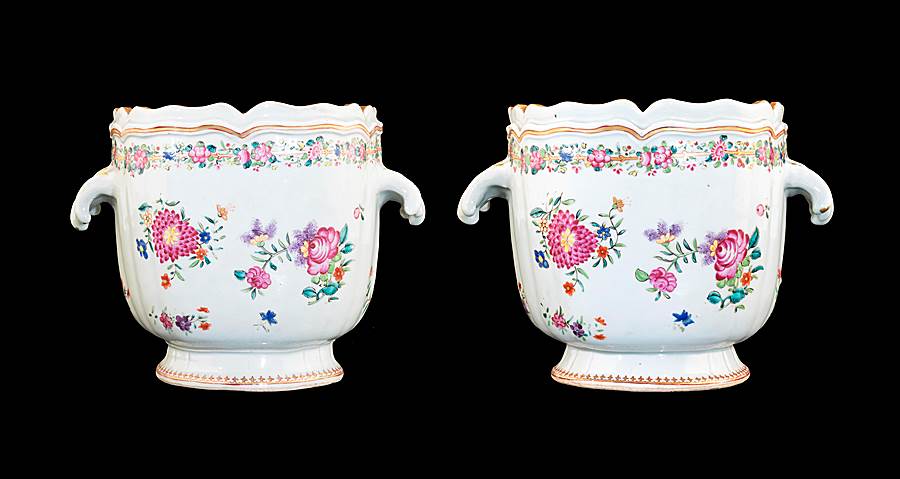 Pair of Chinese Export porcelain famille rose Winecoolers