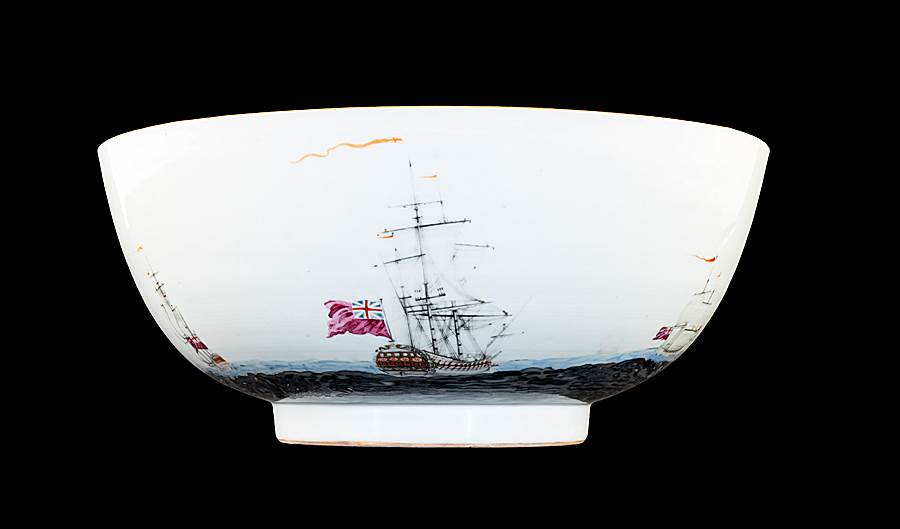 GG: Chinese export porcelain maritime subject punchbowl