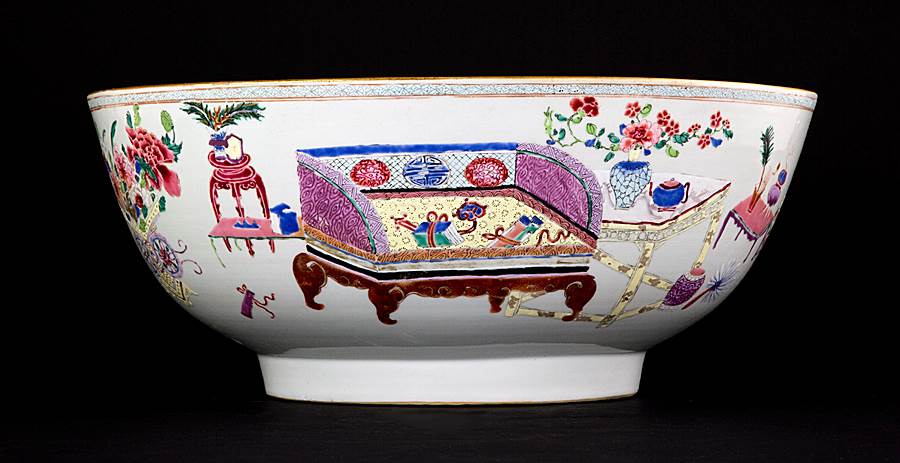 Chinese export porcelain famille rose punchbowl