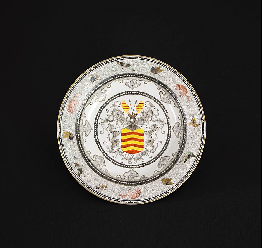 sold:  chinese export porcelain eggshell armorial plate