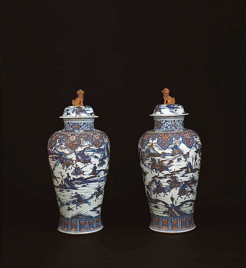 A pair of Imari soldier vases and covers -- THIS ITEM IS SOLD