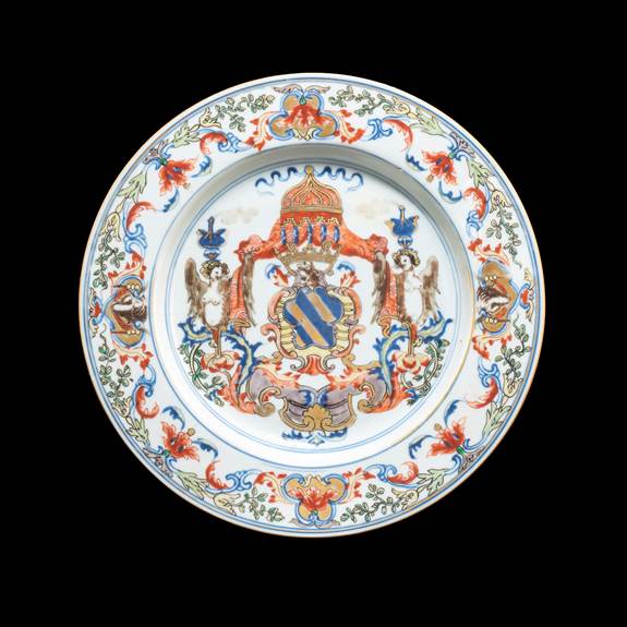 Chinese export armorial large plate with the Portuguese arms of Ataide