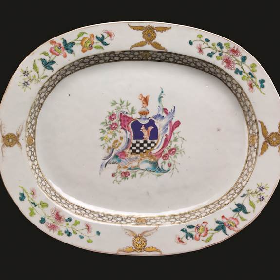 chinese export porcelain armorial meat dish