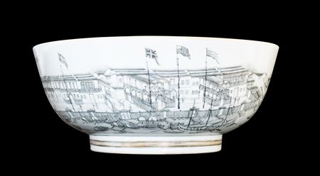 SOLD Chinese export porcelain Hong Bowl painted en grisaille