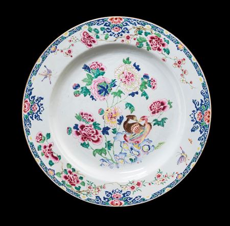Massive Chinese export porcelain famille rose Charger with Mandarin ducks