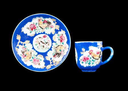 GG: Chinese export porcelain famille rose cup and saucer