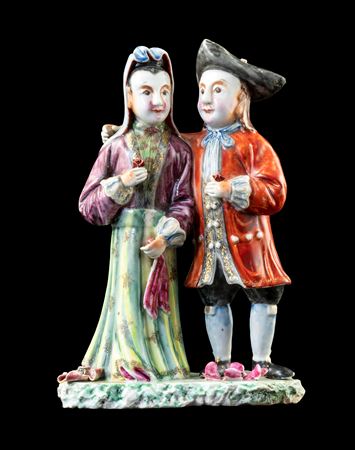 GG: Chinese porcelain figure group of a standing Dutch couple