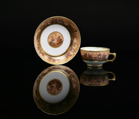 chinese export porcelain european subject cup and saucer