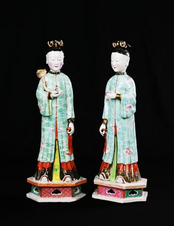 sold - pair of chinese export porcelain nodding head figures