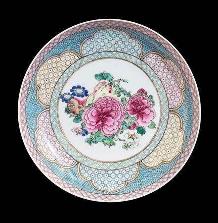 chinese eggshell porcelain famille rose ruby back saucer dish