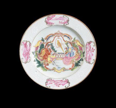 Chinese export porcelain dinner plate with European musicians