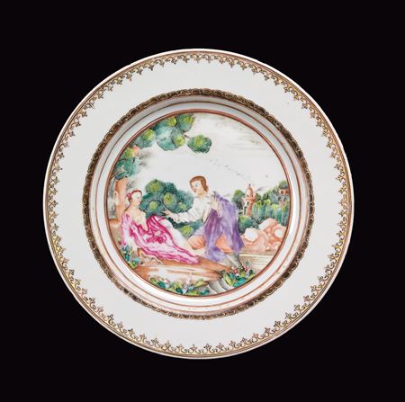 Chinese export porcelain European subject plate