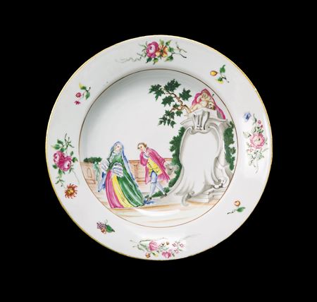 Chinese export porcelain European subject soup plate